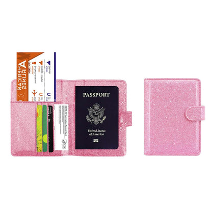 Organizador de Pasaporte RFID Multifunción con Brillo y Portatarjetas de Vacunación CDC