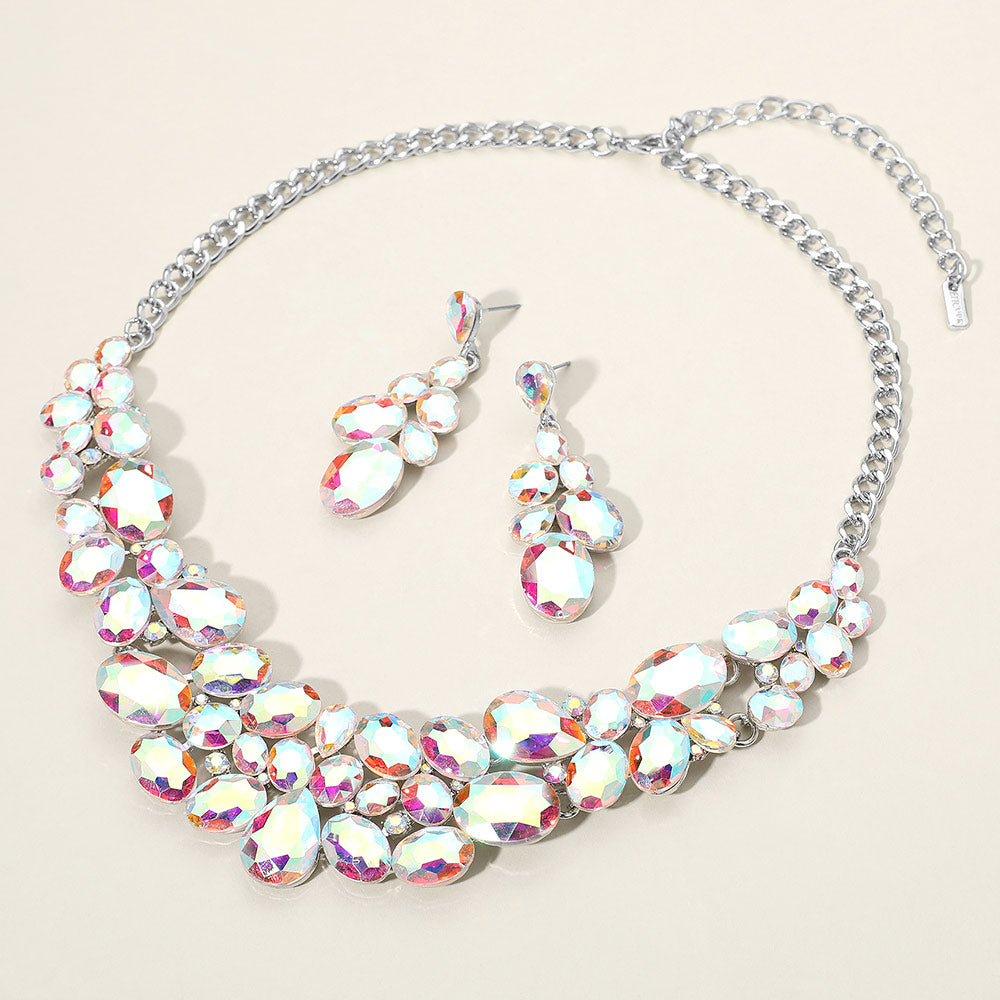 Multi Stone Bubble Cluster Evening Necklace