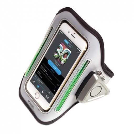 Brazalete Deportivo MYGUARD LED con Alarma de Seguridad y Soporte para Teléfono