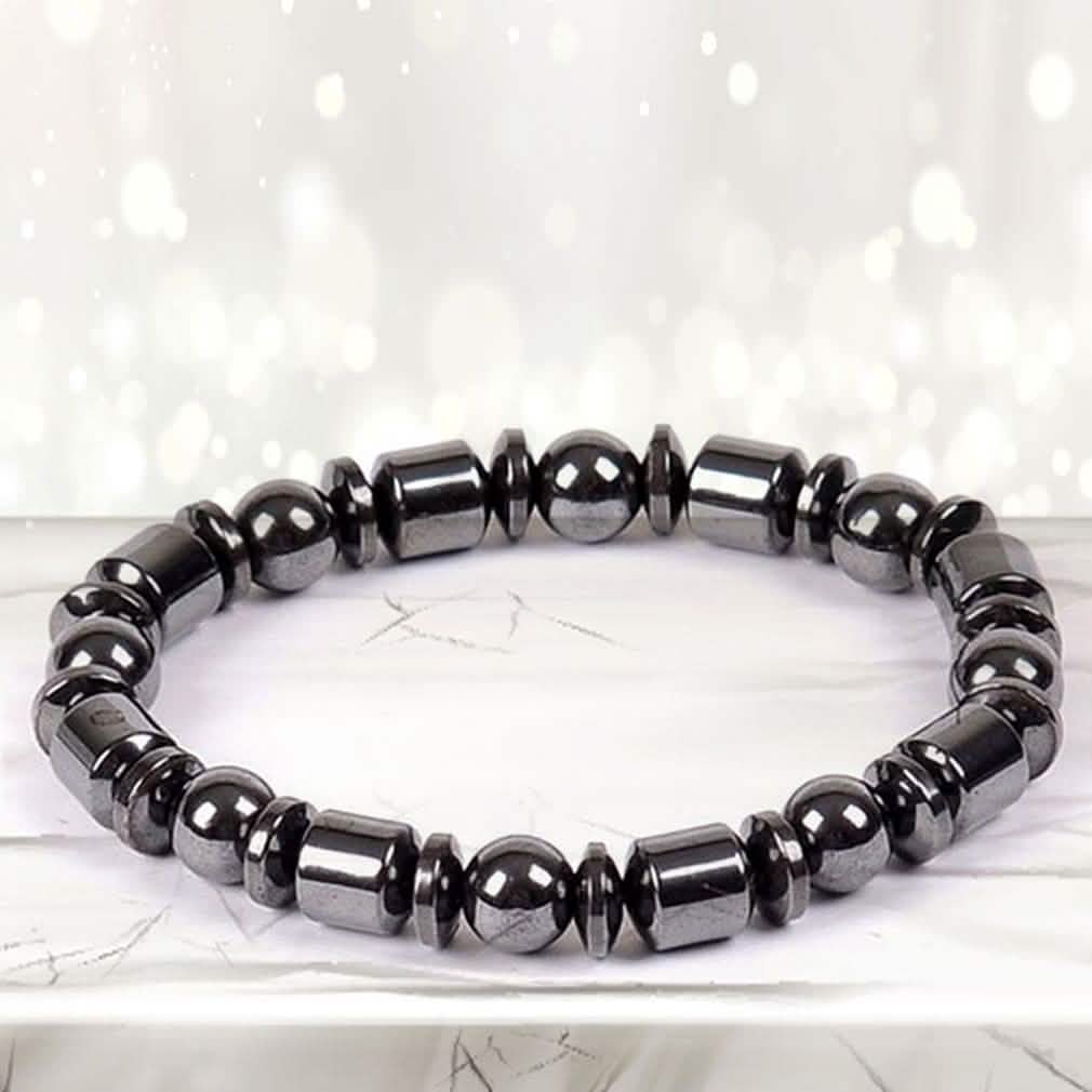 Pulseras elásticas de hematita magnética natural para hombres y mujeres