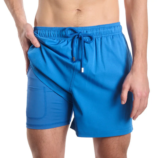 Short Híbrido Ocean Blue, Bañador y Pantalón de Playa con Forro de Compresión