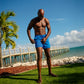 Ocean Blue Hybrid Short, Compression Lined Swim and Resort Trunk