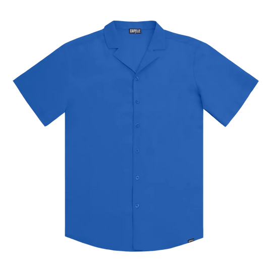 Camisa de Resort de Hombre Azul Océano con Botones, Corte Moderno