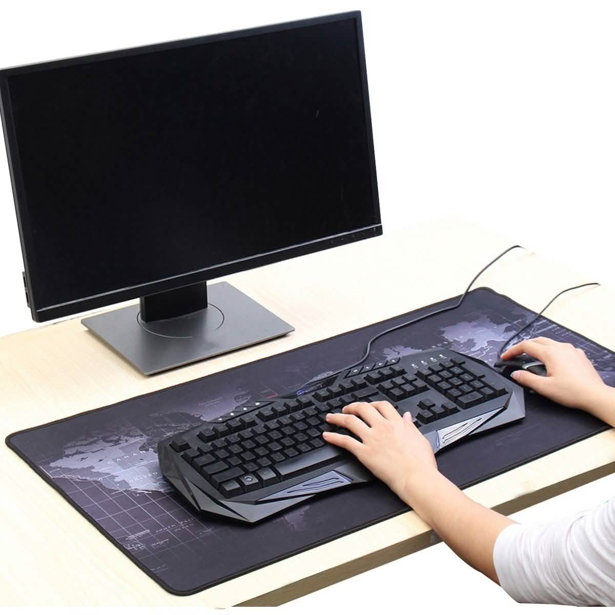 Alfombrilla de ratón para juegos y oficina con cobertura completa de escritorio, mapa del Viejo Mundo