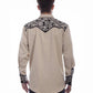 Scully Floral Tooled Embroidery - Men's Western Shirt (Tan/Black)