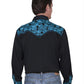 Scully Floral Tooled Embroidery - Men's Western Shirt (Black/Turquoise)