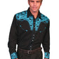 Scully Floral Tooled Embroidery - Men's Western Shirt