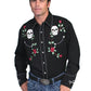 Scully Skull and Rose Embroidery - Mens Western Shirt