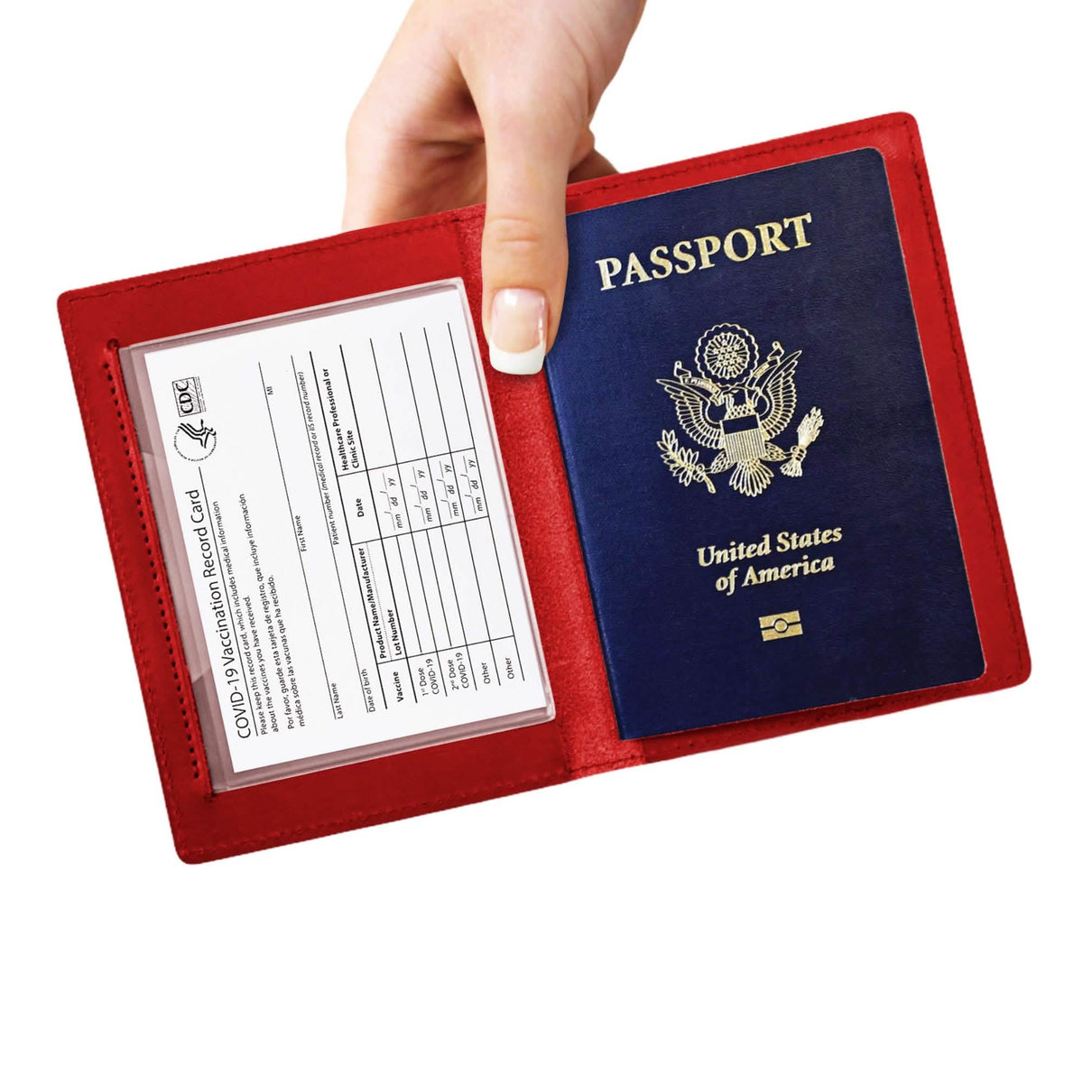 Portapasaporte con protector de tarjeta de vacunación