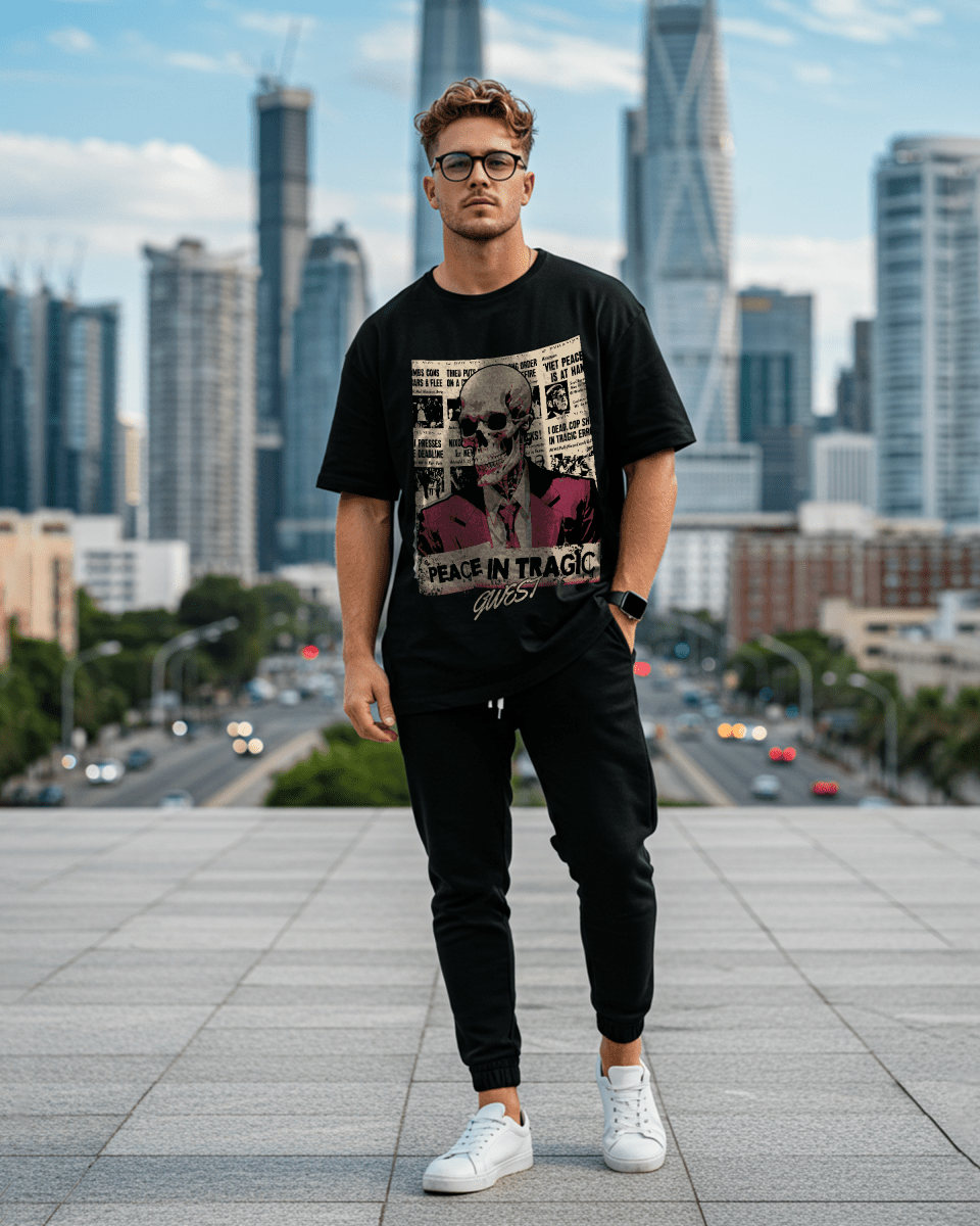 G West Peace In Tragic Oversized T-Shirt Mens