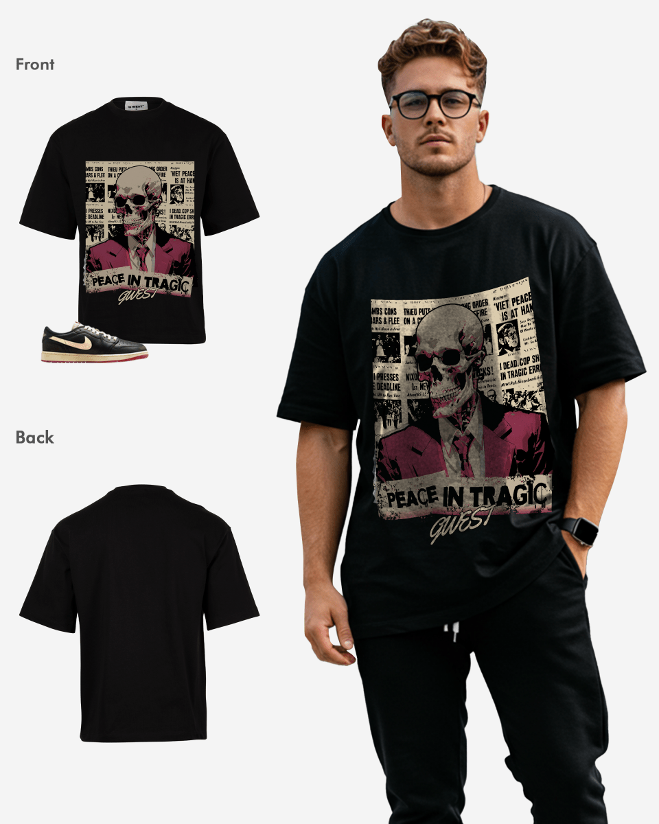 G West Peace In Tragic Oversized T-Shirt Mens
