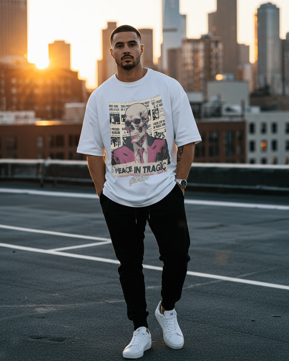 G West Peace In Tragic Oversized T-Shirt Mens