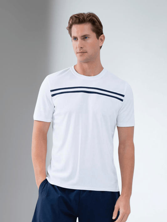Camiseta de cuello redondo y manga corta para hombre - Blanca/Midnight