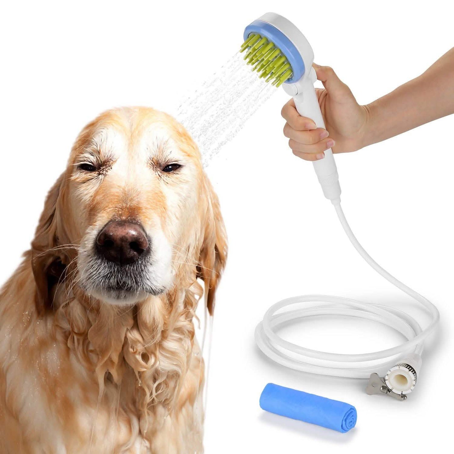 Rociador de ducha para masaje de mascotas con toalla
