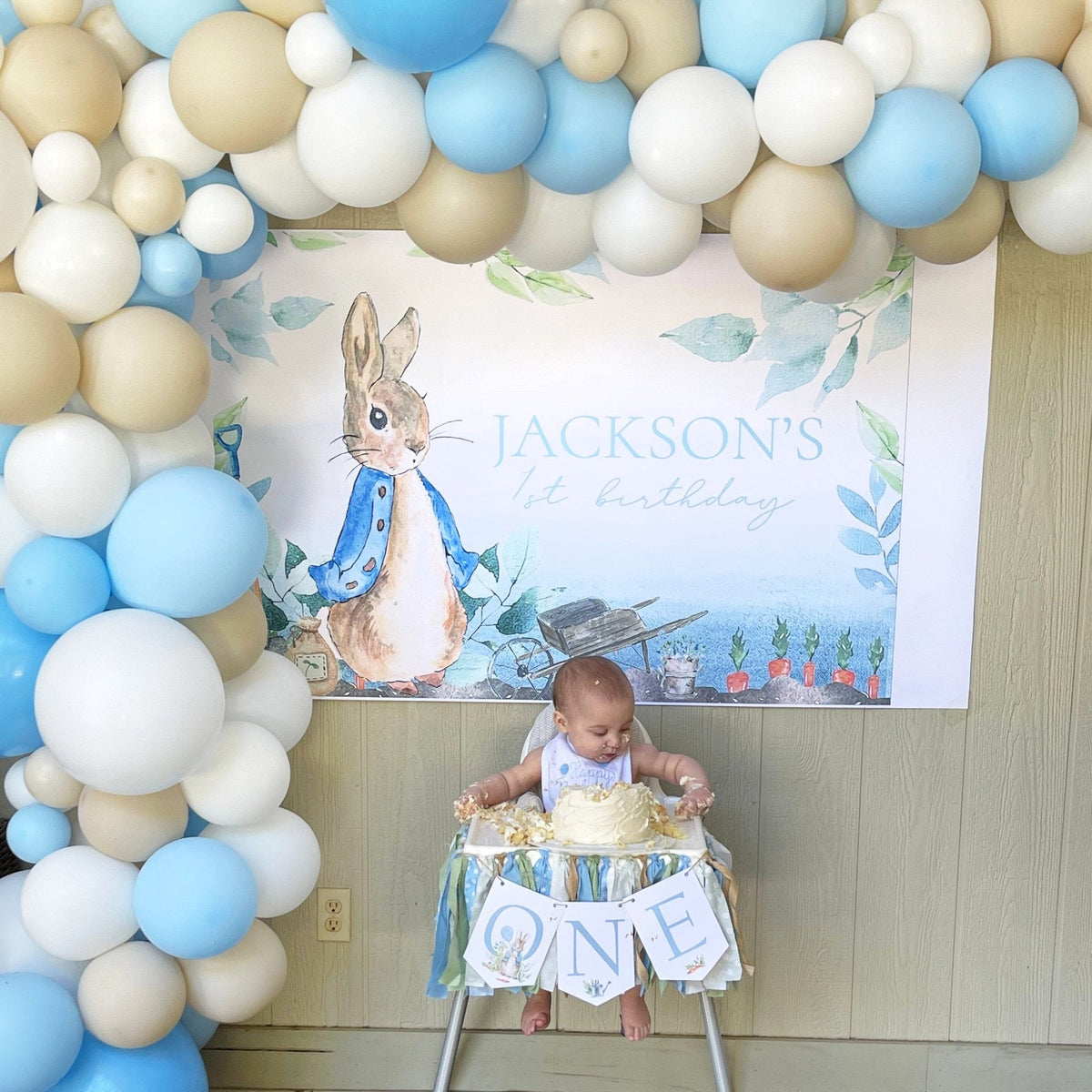 Kit de guirnalda de globos Peter Rabbit azul hielo y blanco