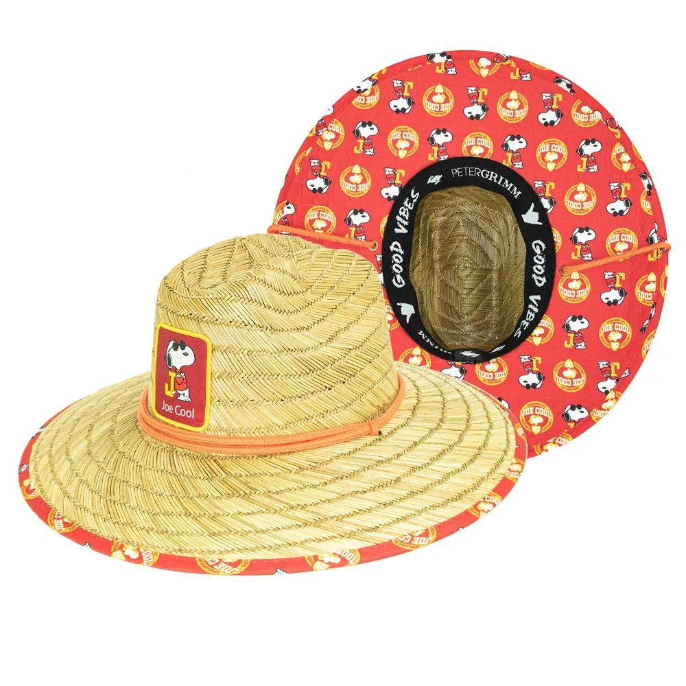 Peter Grimm Peanuts Joe Cool Snoopy - Sombrero de salvavidas de paja de centeno