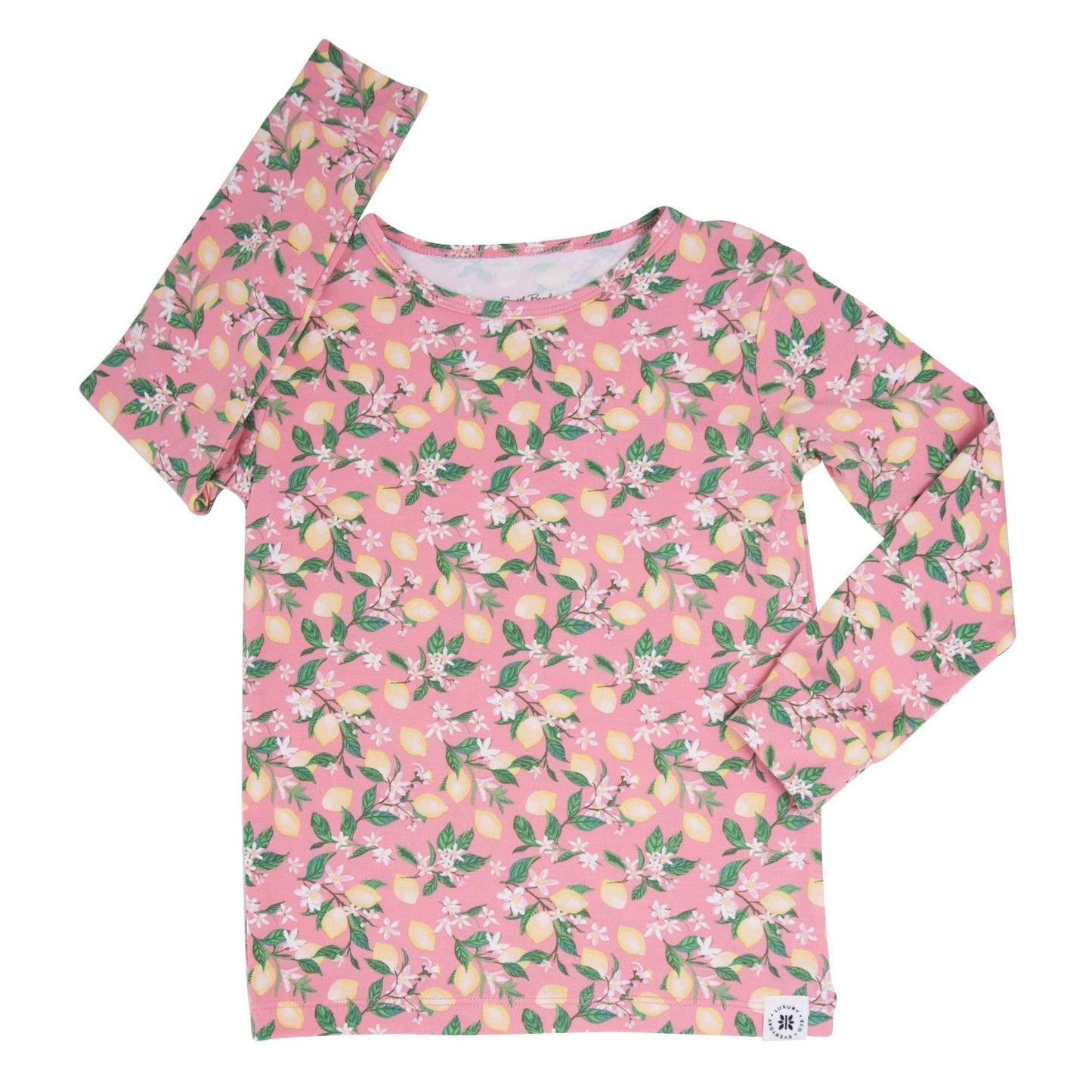 Pijama de niño grande con estampado floral de limones rosas