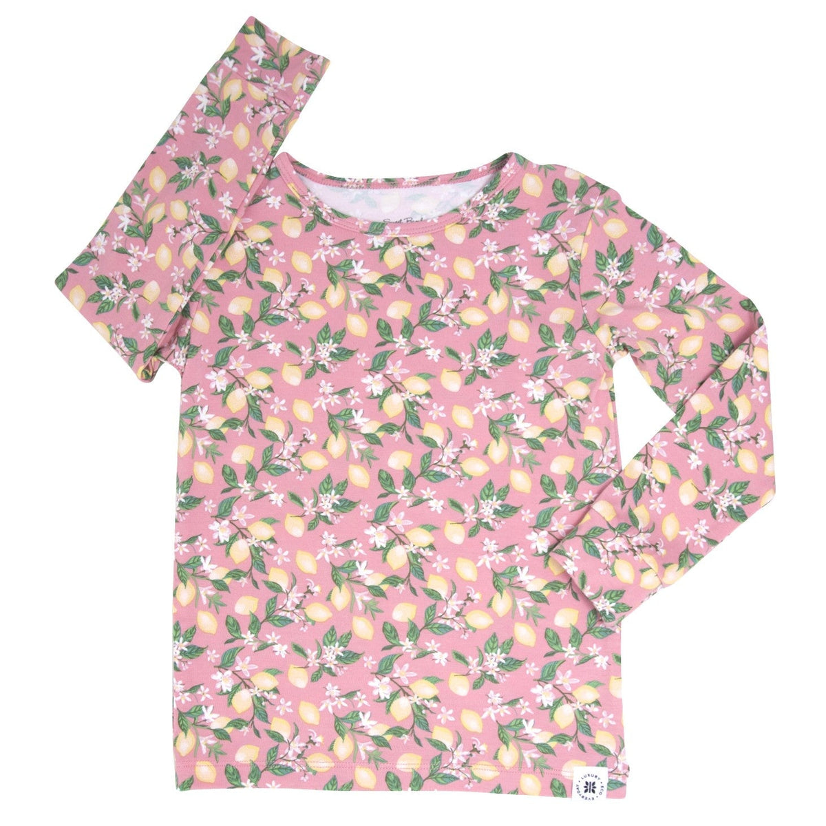 Pijama de niño grande con estampado floral de limones rosas