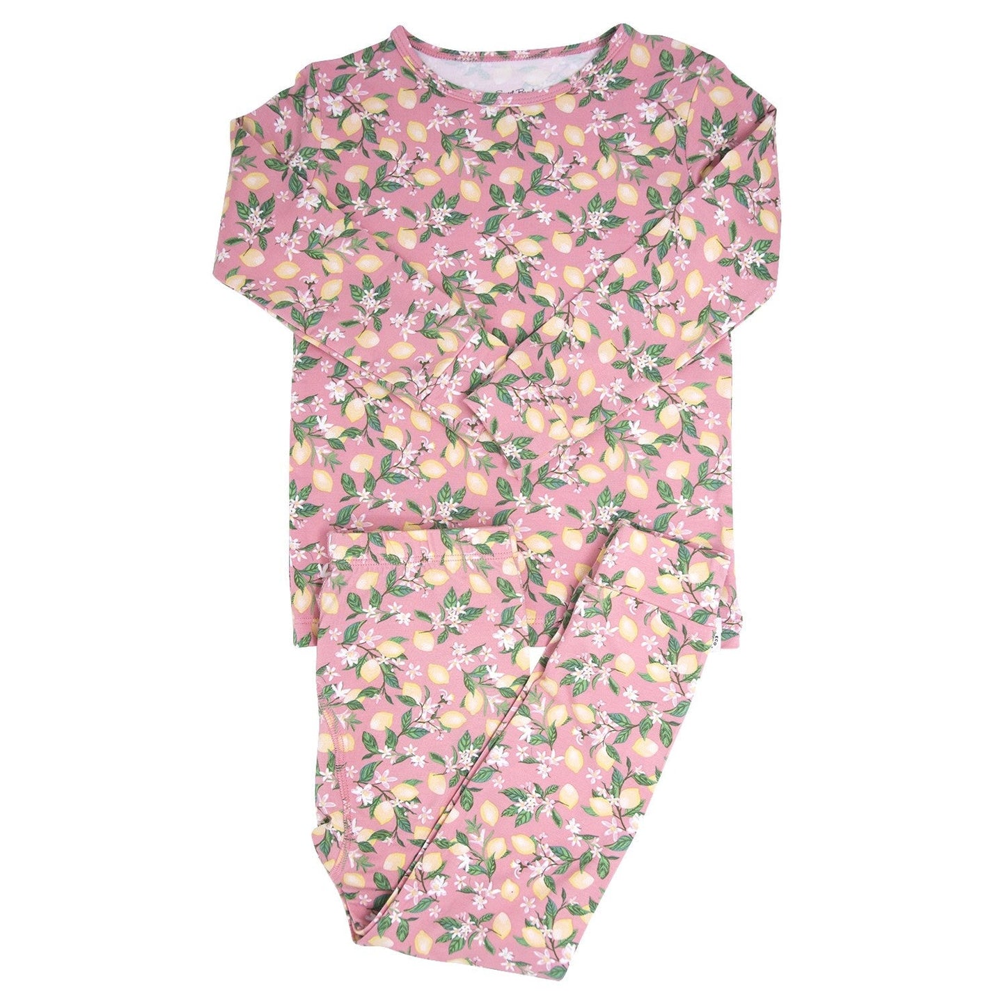Pijama de niño grande con estampado floral de limones rosas