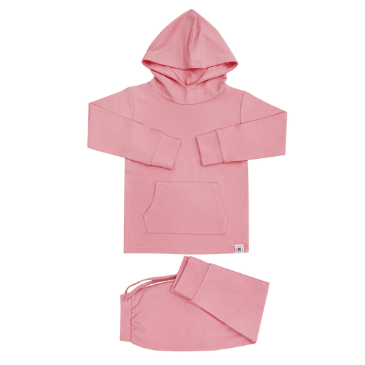 Conjunto de chándal con capucha y estampado de peonías rosas