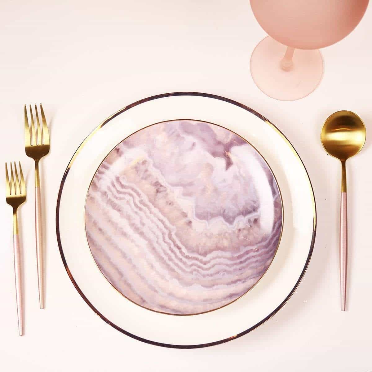 Plato de ensalada Rosado Ondulado - Juego de 4