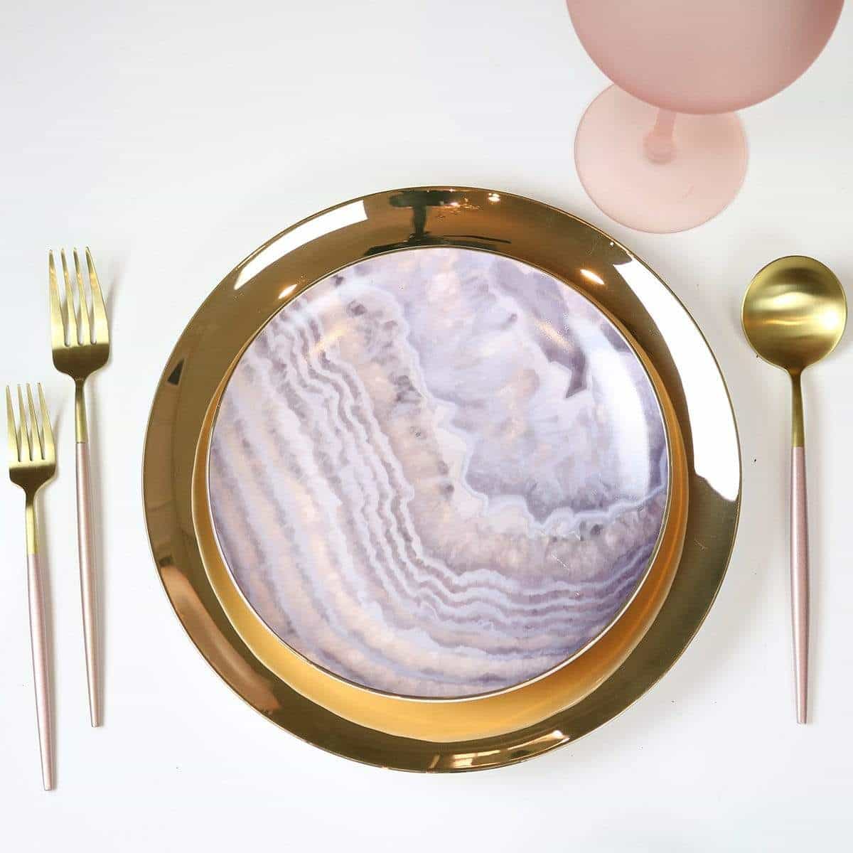 Plato de ensalada Rosado Ondulado - Juego de 4