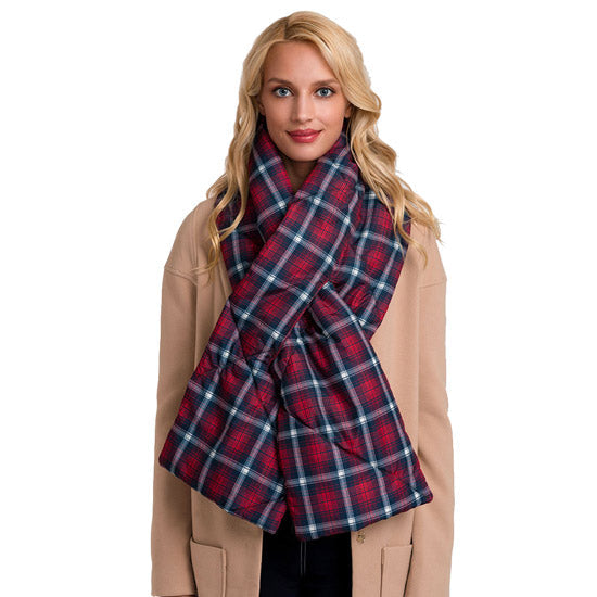 Bufanda acolchada a cuadros tipo Plaid