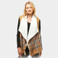 Plaid Faux Fur Lining and Pocket Vest
