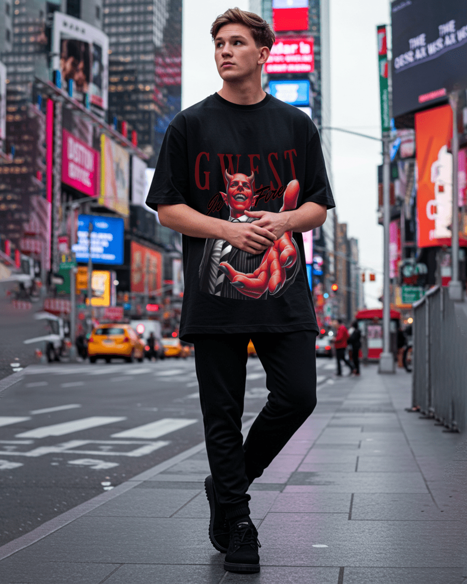 G West Playing With Fire Oversized T-Shirt Mens