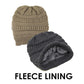 Plush Cable Knit Hat Beanie Fleece Lined Beanie