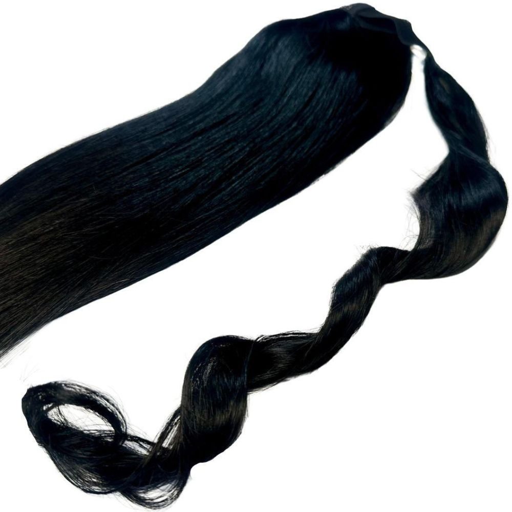 Extensiones de coleta de cabello humano 100% azabache