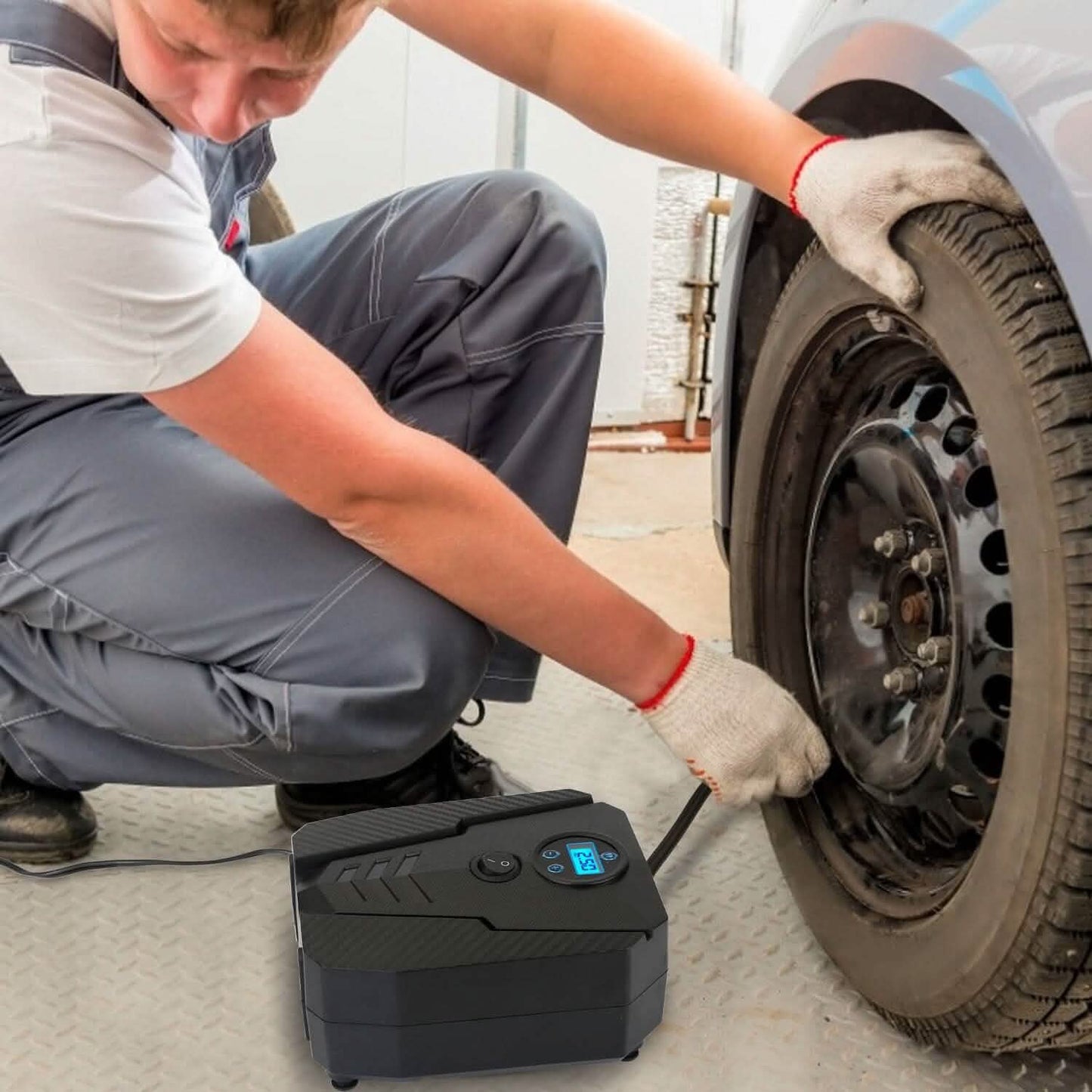 Inflador de neumáticos portátil para coche Compresor de bomba de aire digital de 12 V CC para coche