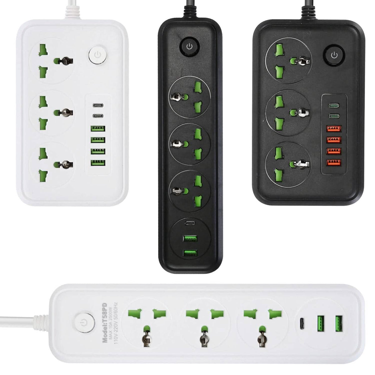 Regleta con cable de extensión de 1.8 m