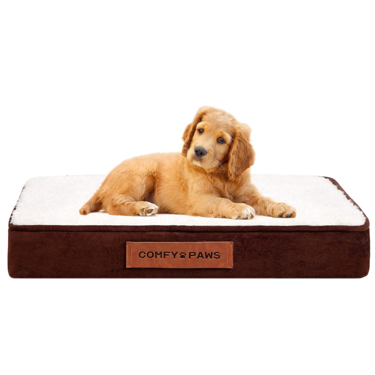 Cama ortopédica de lujo de ante y terciopelo para perros