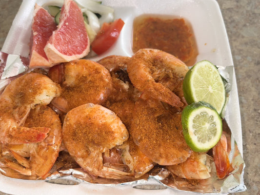 CAMARONES JUMBO ASADOS SIN CABEZA CON CÁSCARA