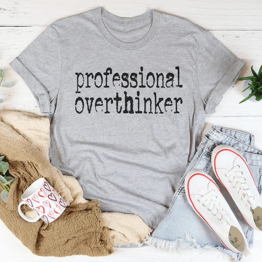 "Professional Overthinker" – Sarcastic Mental Health Casual Shirt