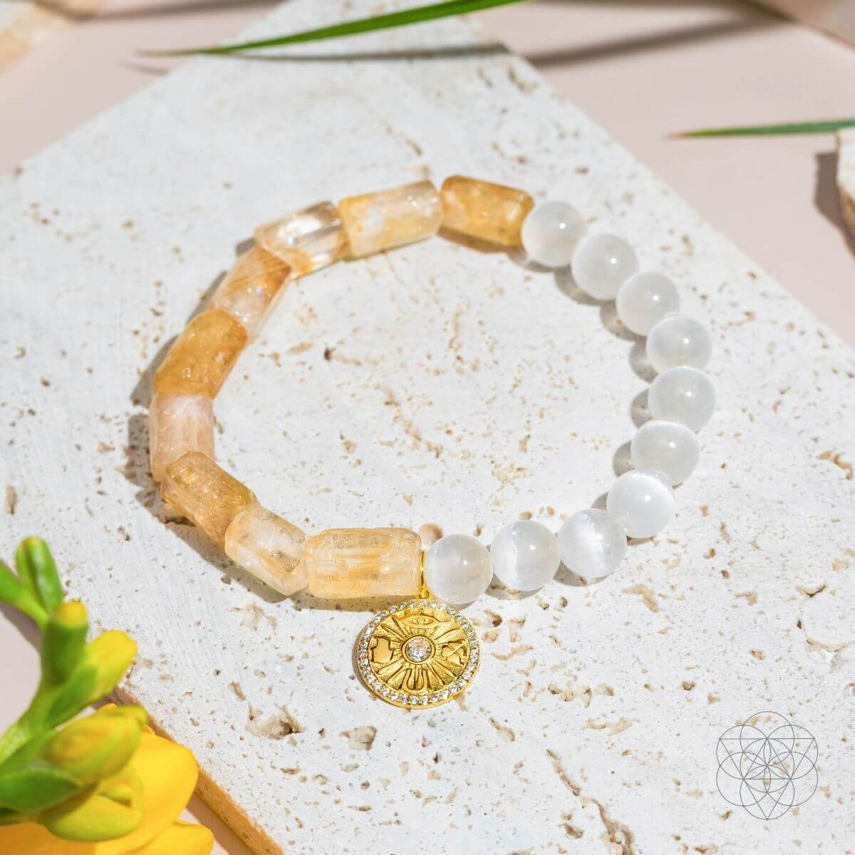 Cuarteto de la Suerte - Pulsera de Serendipia de Citrino y Selenita