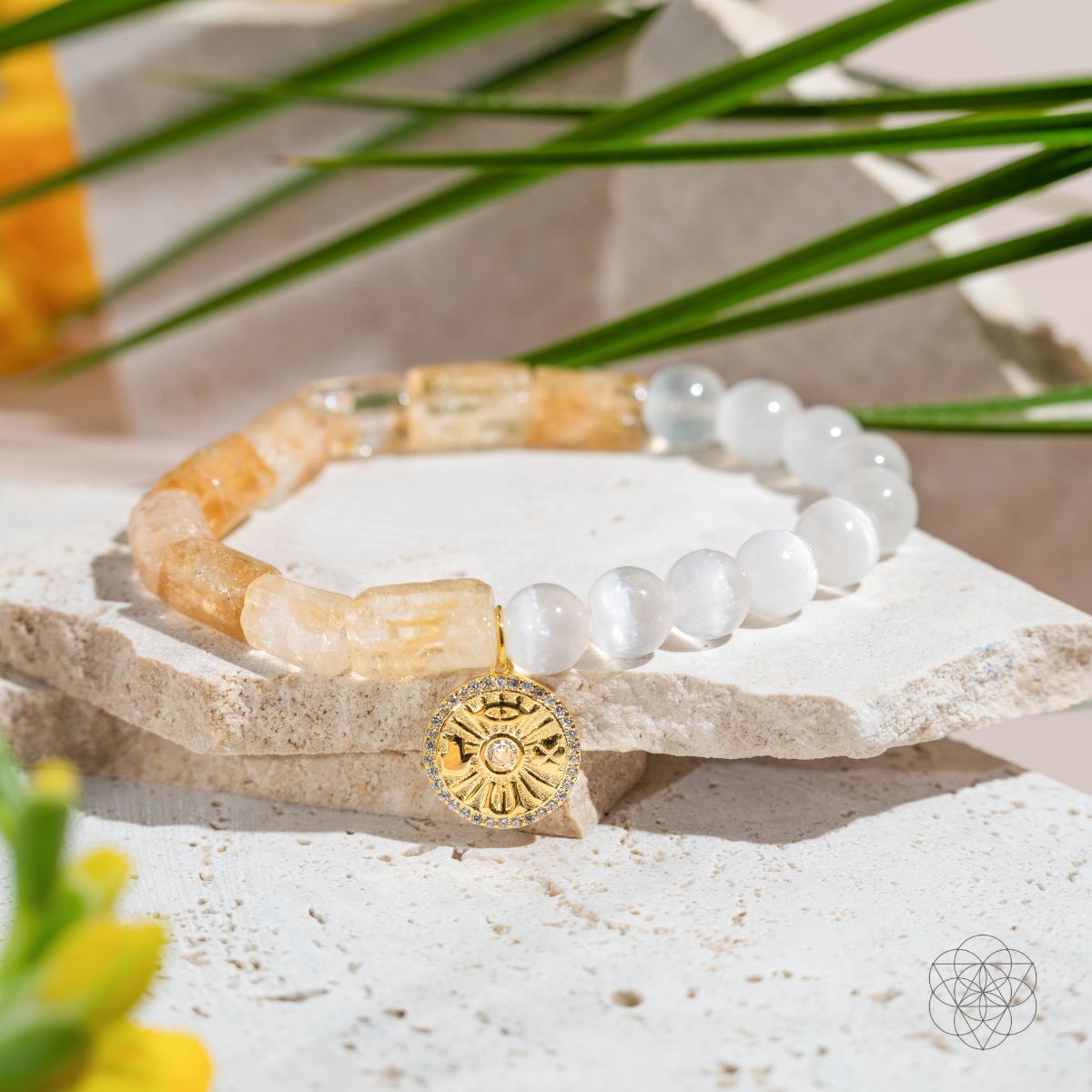 Cuarteto de la Suerte - Pulsera de Serendipia de Citrino y Selenita