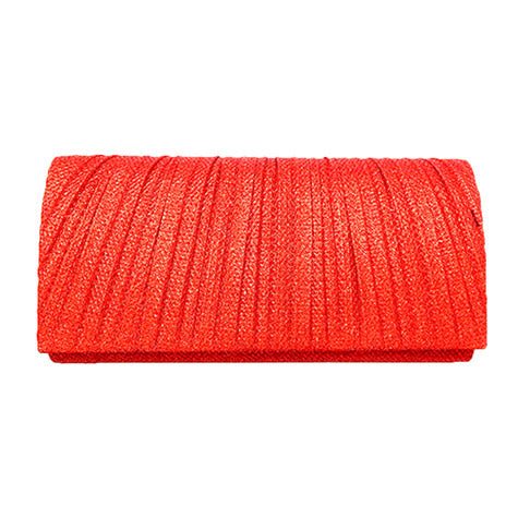 Pleated Shimmery Evening Clutch Crossbody Bag