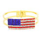 Pulsera con bisagras de la bandera estadounidense con cristales rojos, blancos y azules, pavé para mujer, 4 de julio