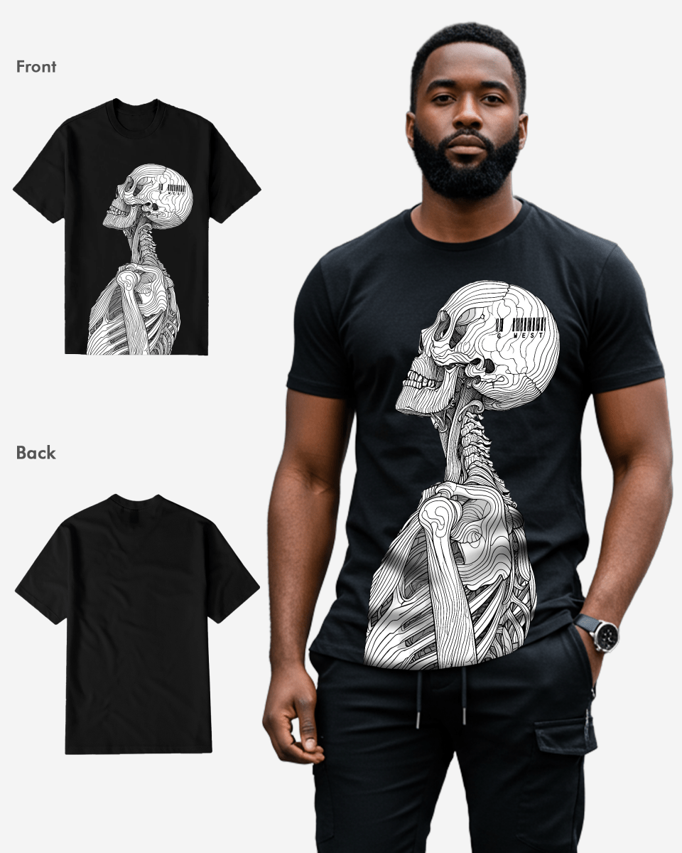 G West Mens Regular Fit Barcode Skeleton Front Graphic T Shirt : Gwpbast5053 - 3 Colors