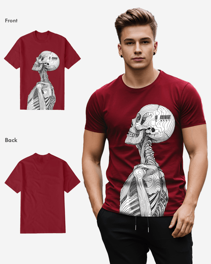 G West Mens Regular Fit Barcode Skeleton Front Graphic T Shirt : Gwpbast5053 - 3 Colors