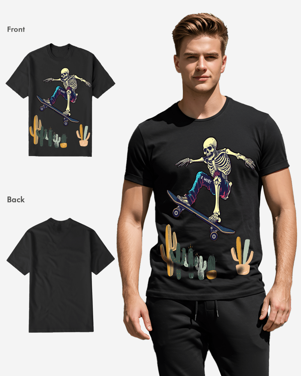 G West Mens Regular Fit Cactus Skate Front Graphic T Shirt