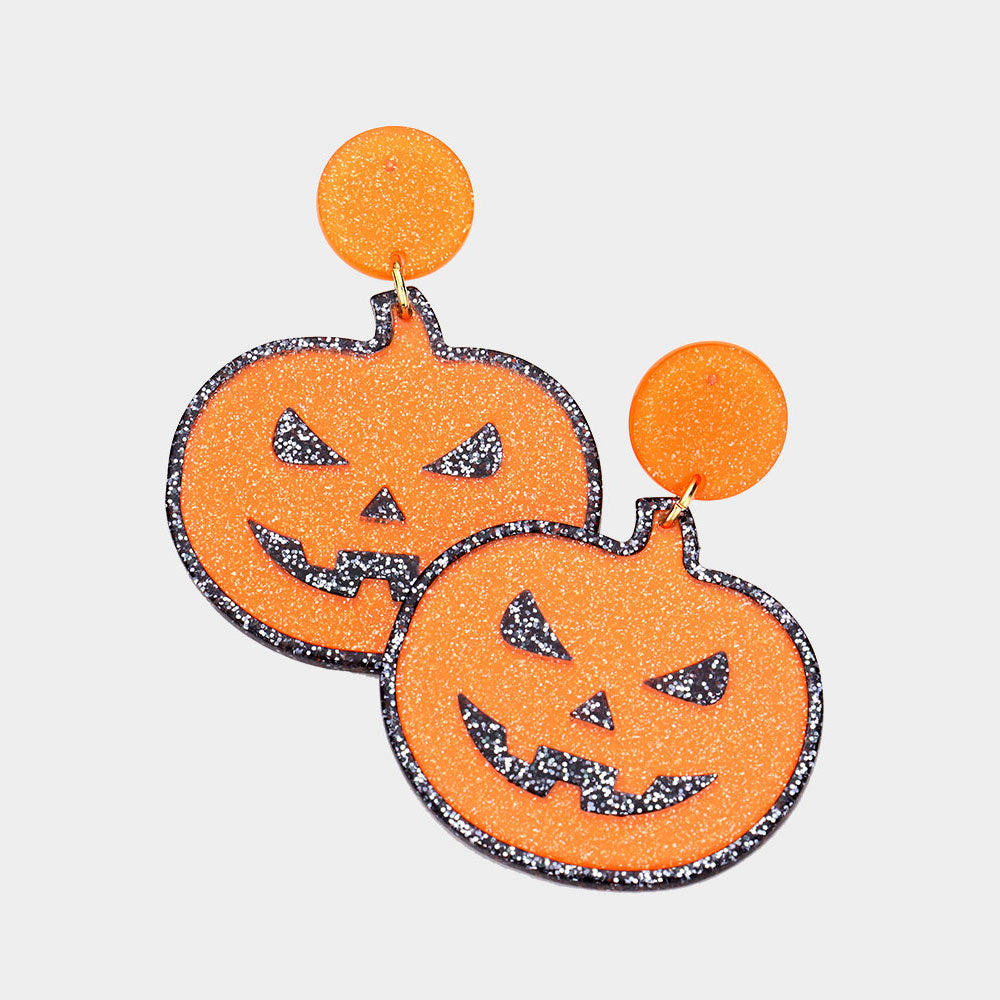 Resin Pumpkin Dangle Earrings