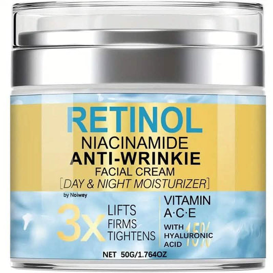 Crema facial con retinol y colágeno de 50 g, antiarrugas y lifting con vitamina E, niacinamida