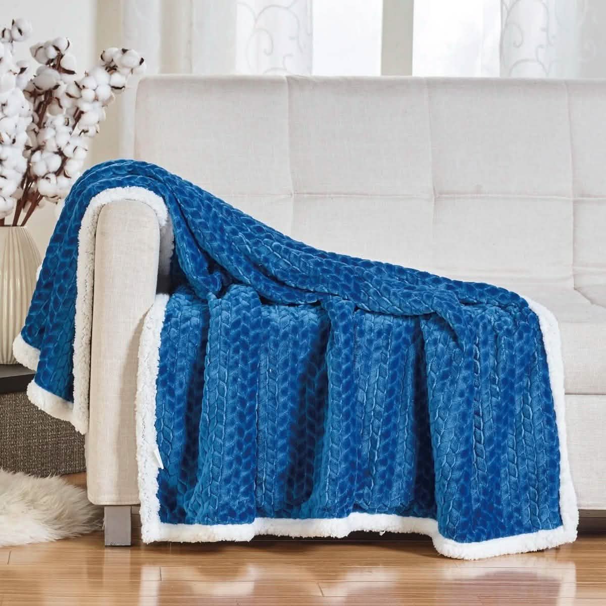 Manta reversible suave trenzada de sherpa