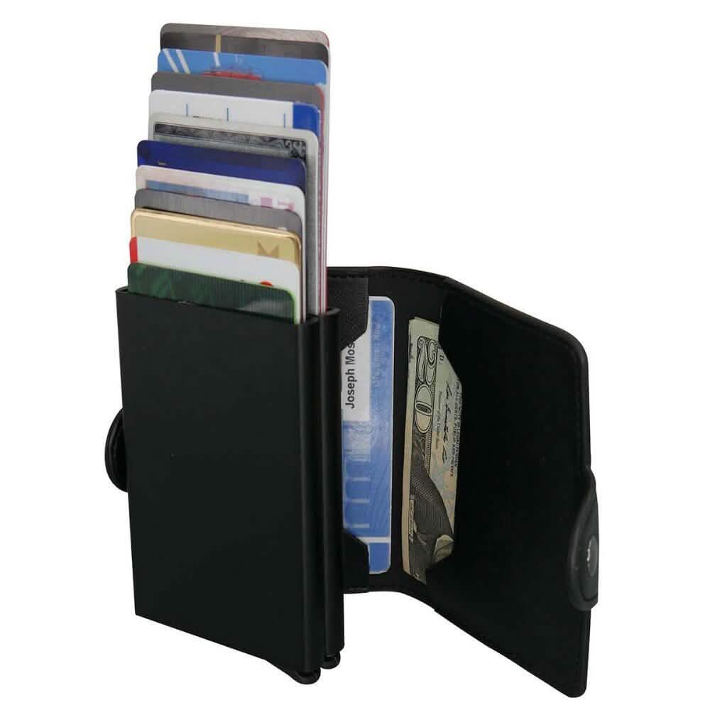 Cartera de Tarjetas con Bloqueo RFID y Extracción Rápida en Cascada