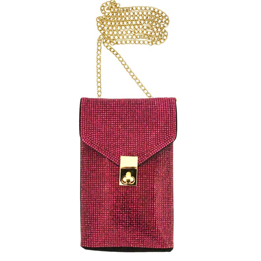 Women's Rhinestone Embellished Chain Crossbody Bag