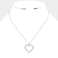 Rhinestone Embellished Open Heart Pendant Necklace
