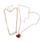 Rhinestone LOVE Message Enamel Heart Pendant Jewelry Set